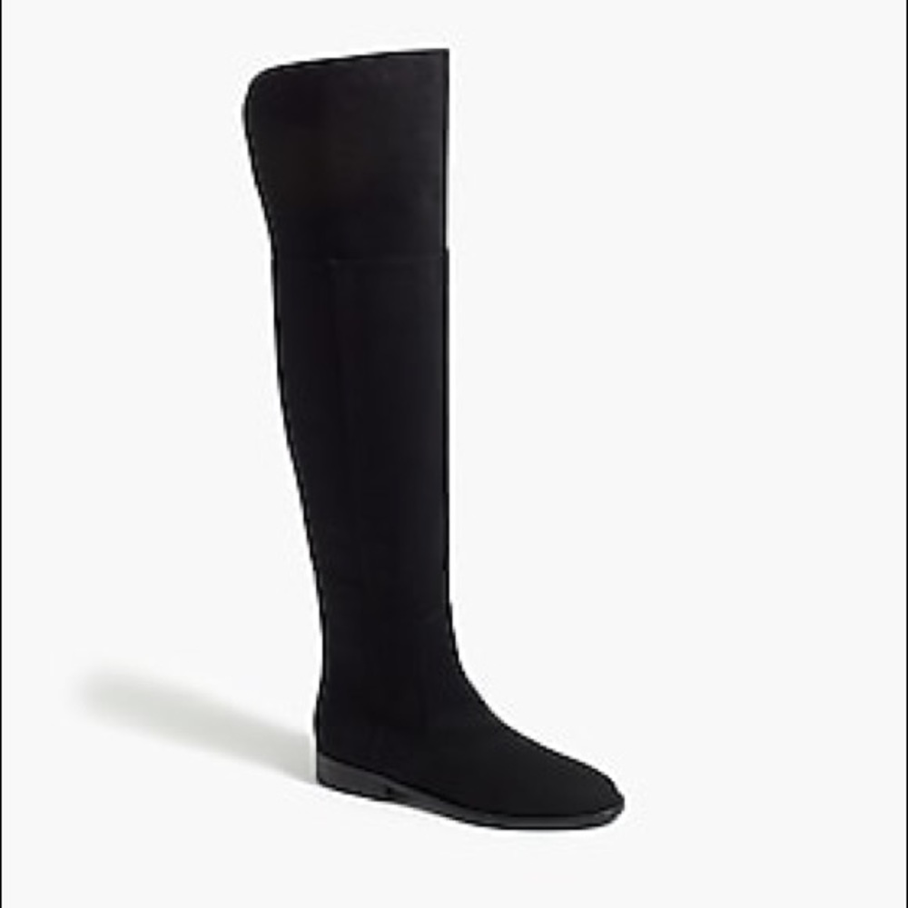 Brand New J Crew Thigh high black microsuede boots.